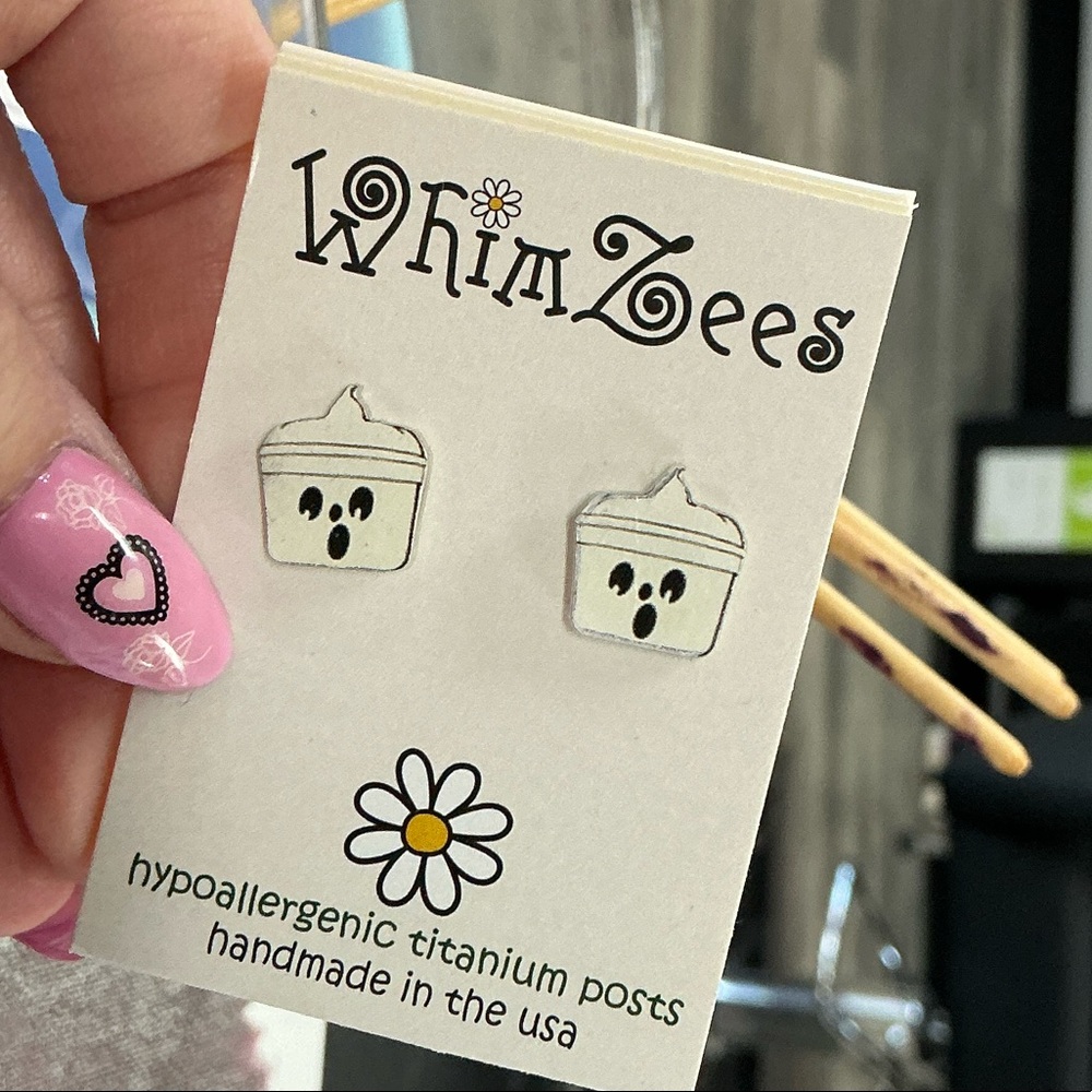 Whimzees McDonalds Ghost Bucket Earrings